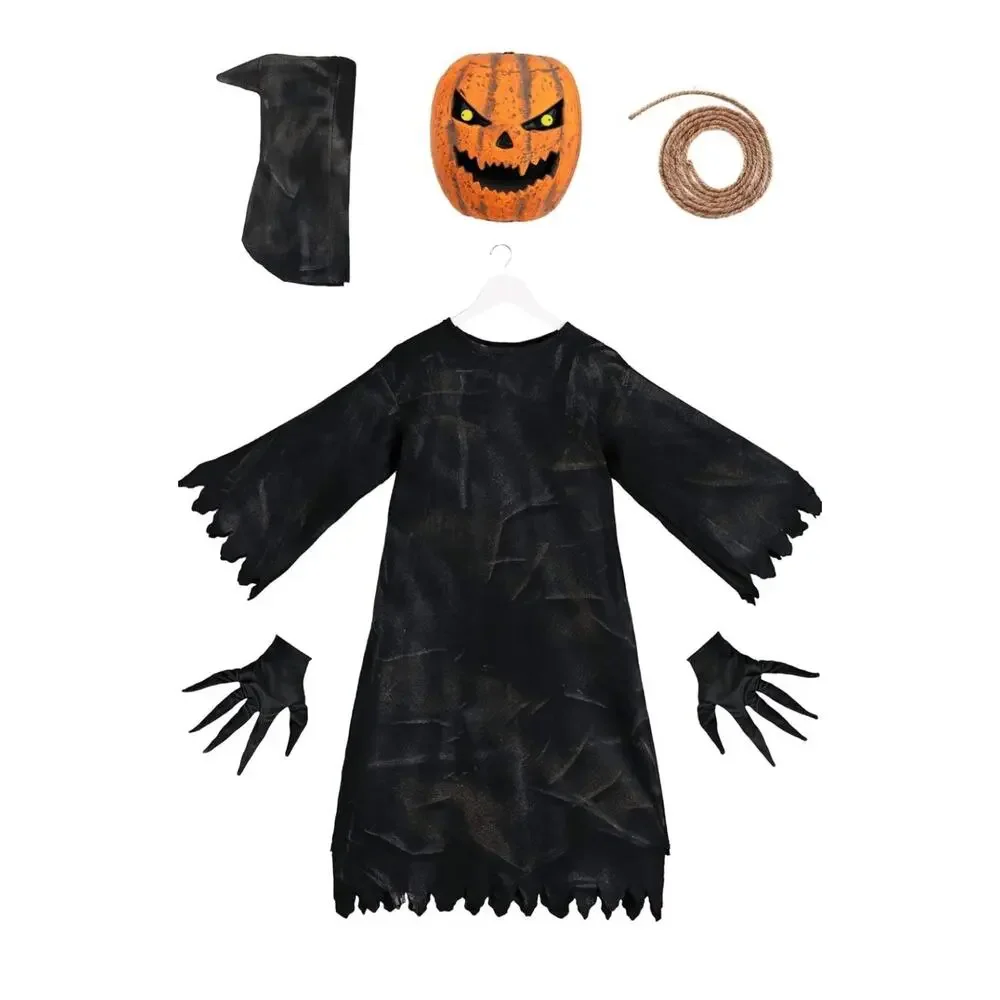 Fun World Bobblehead Pumpkin Child Halloween Costume Boys Size M 8-10 Scary New!